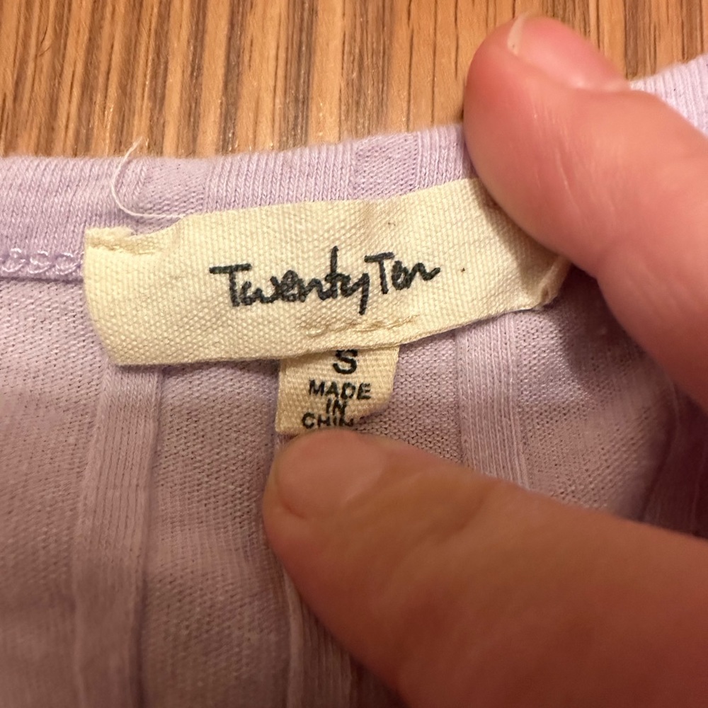Women's Long Sleeve Ribbed Button-Front Top - Light Lilac - Picture 2 of 4